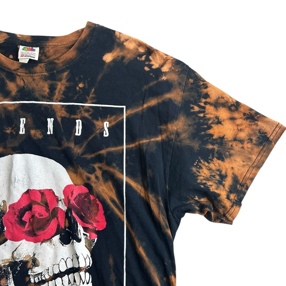 Legends Never Die Skull Graphic Bleach‎ Tie Dye T-Shirt Men’s Large Streetwear - Picture 7 of 8